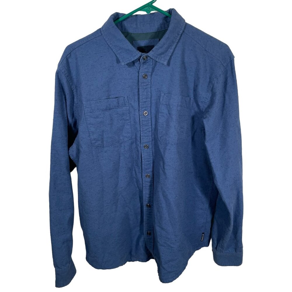 Prana Trey Long Sleeve Flannel Shirt Mens Size Medium Equinox Blue Button